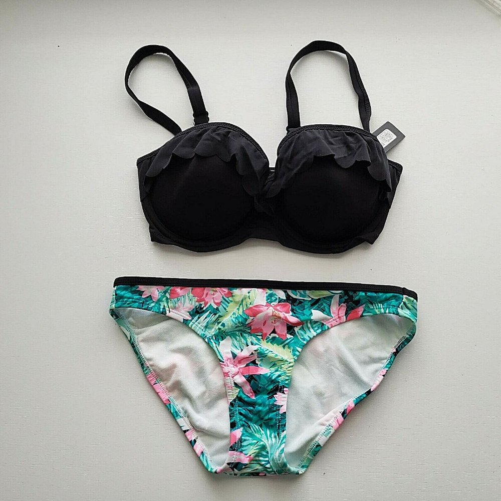 Womens NWT Mixed 2 Piece Bikini Set Swim Suit Xhilaration/Mariemeili Small/36C